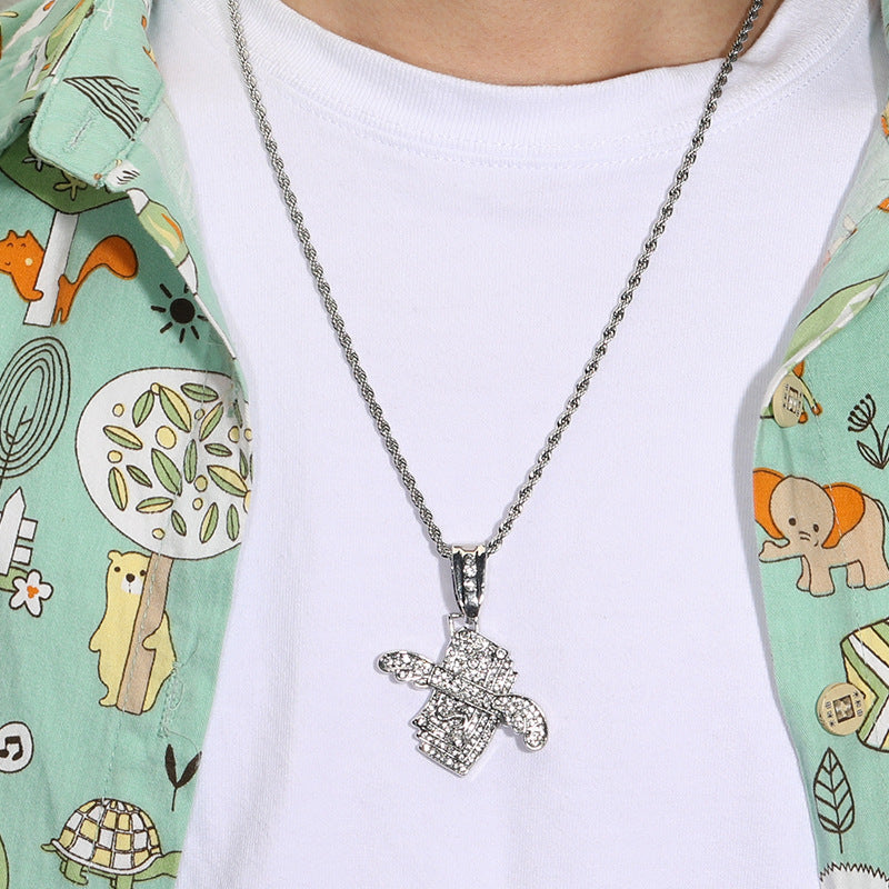 Banknote With Diamond Neck Creative Cuban Link Pendant
