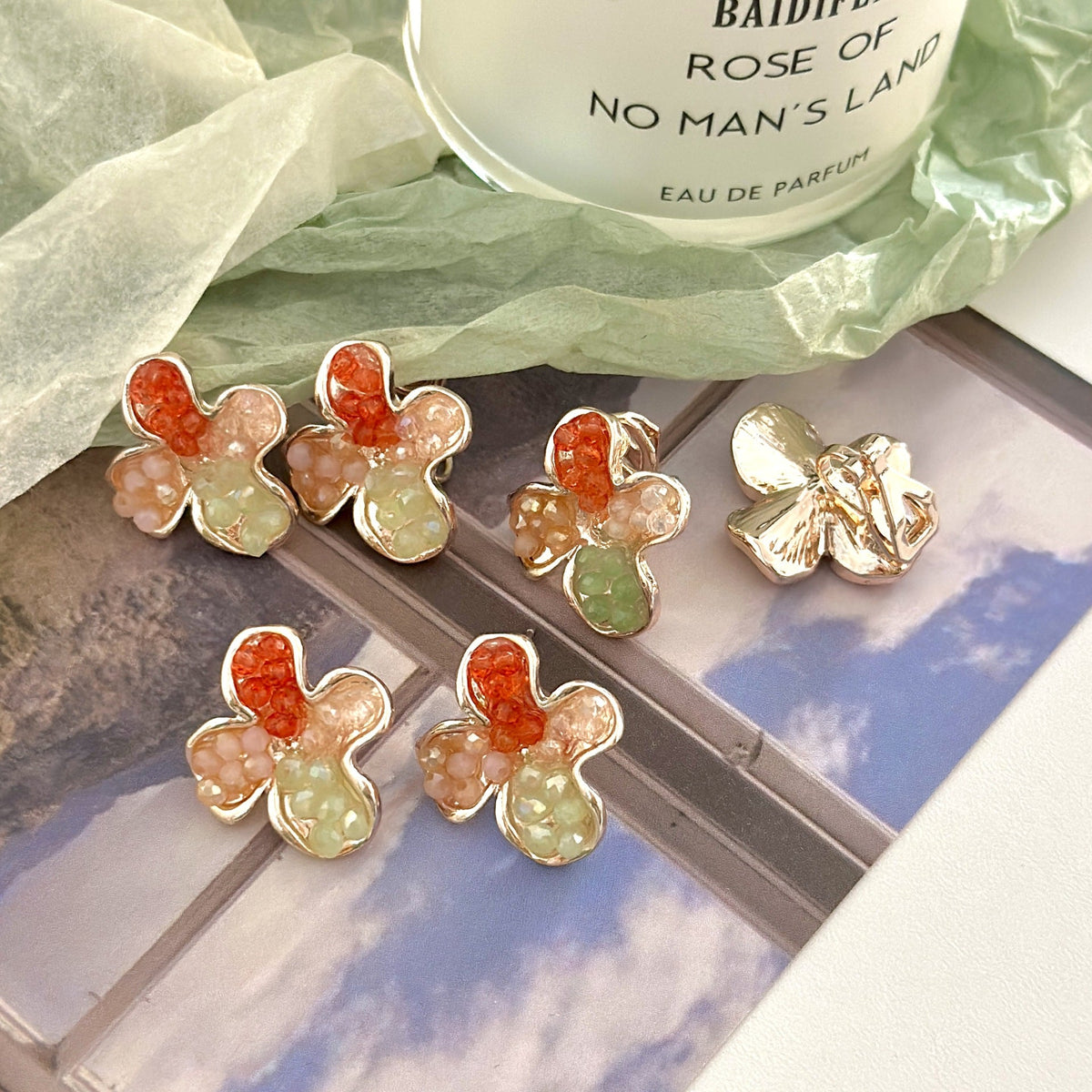 Women's Fresh Colorful Flower For Trendy Niche Design Earrings