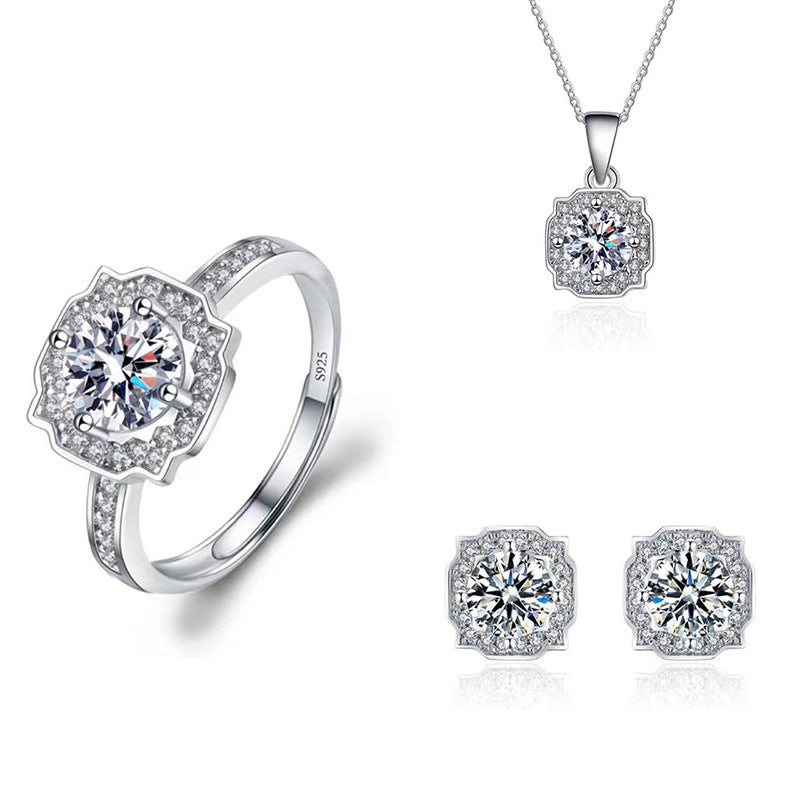 Imitation Moissanite Three-piece Zircon Temperament Ear Earrings