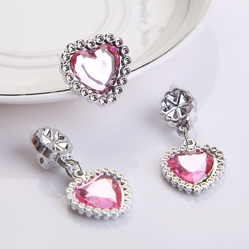 Children's Aisha Peach Heart Diamond Like It Ear Clip