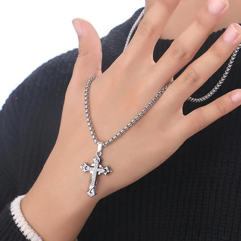Boy's Trendy Diamond Cross Hip Hop Necklaces