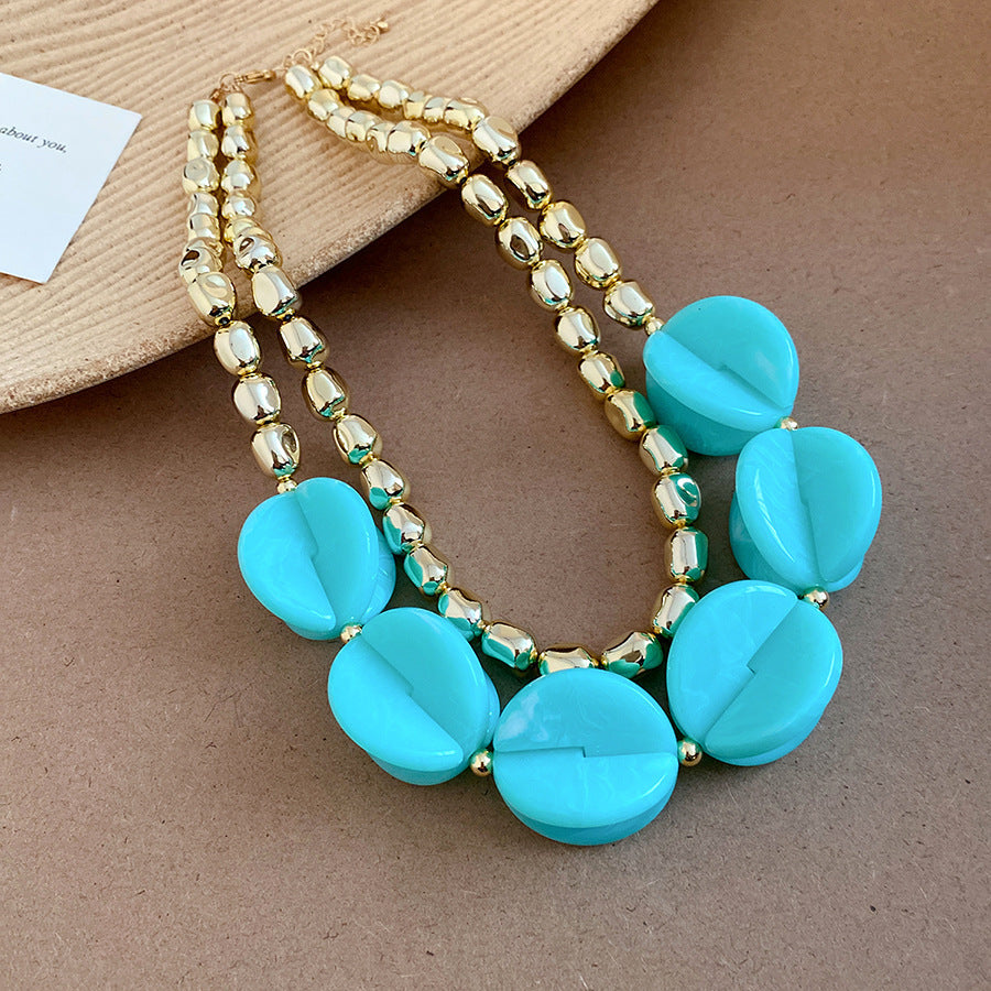 Acrylic Beaded Love Fashion Trend Clavicle Chain Vacation Jewelry Set