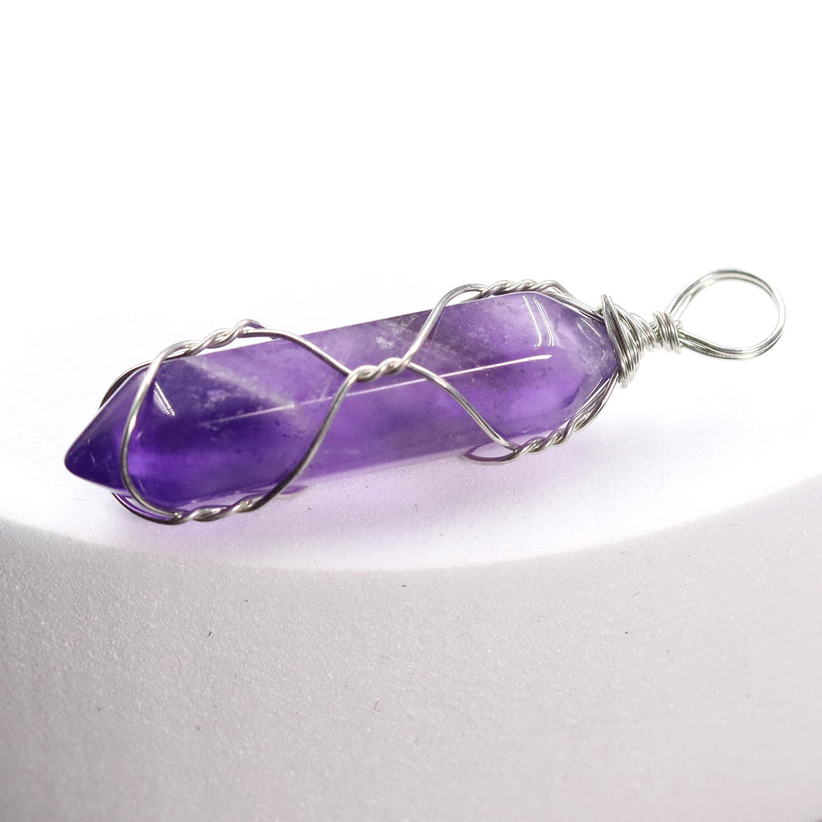 Pink Crystal Winding Hexagon Prism Handmade Pendants