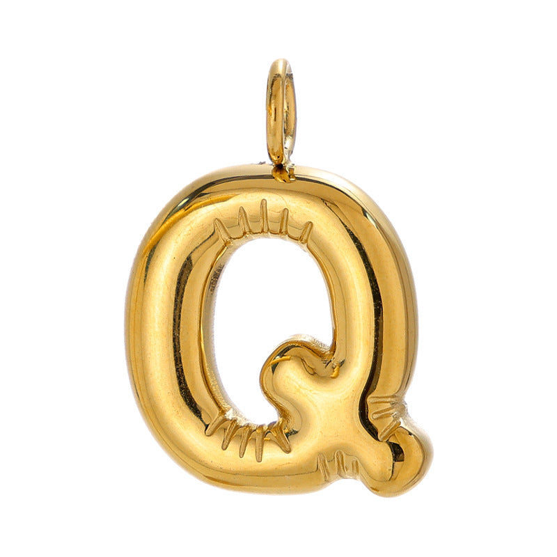 Chubby Bubble English Letter Titanium Steel Gold Pendant