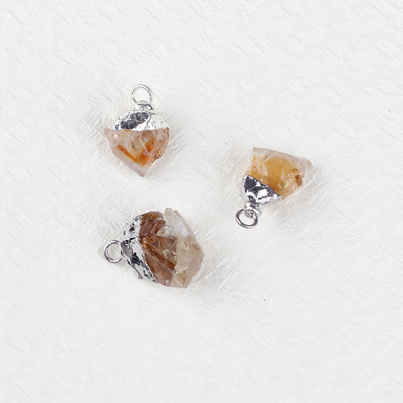 Natural Amethyst Rock Sier Gilded Hemming Irregular Pendants