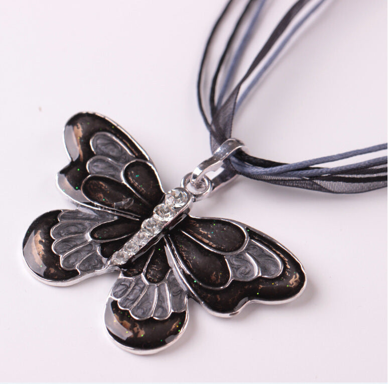 Butterfly Colorful Drip Ribbon Personality Fashion Necklaces