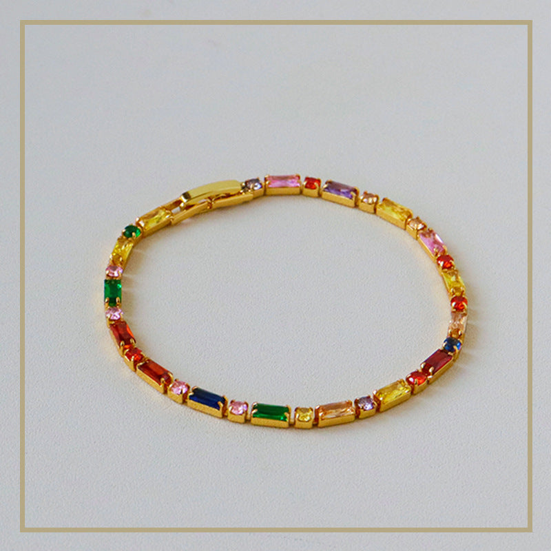 Women's Luxury Square Color Zircon High-grade Dopamine Stylish Simple Versatile Watch Bracelets