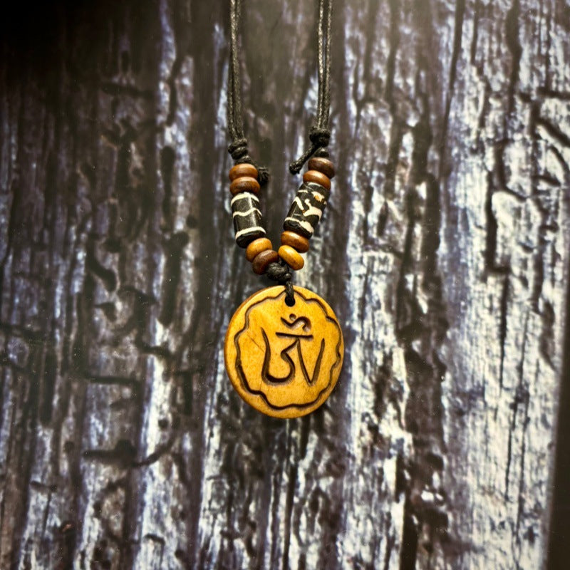 Nepal Yak Bone Hand Carved Six Pendant