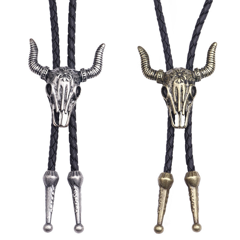 Men's Long Leather Cow Head Fashion Vintage Necklaces