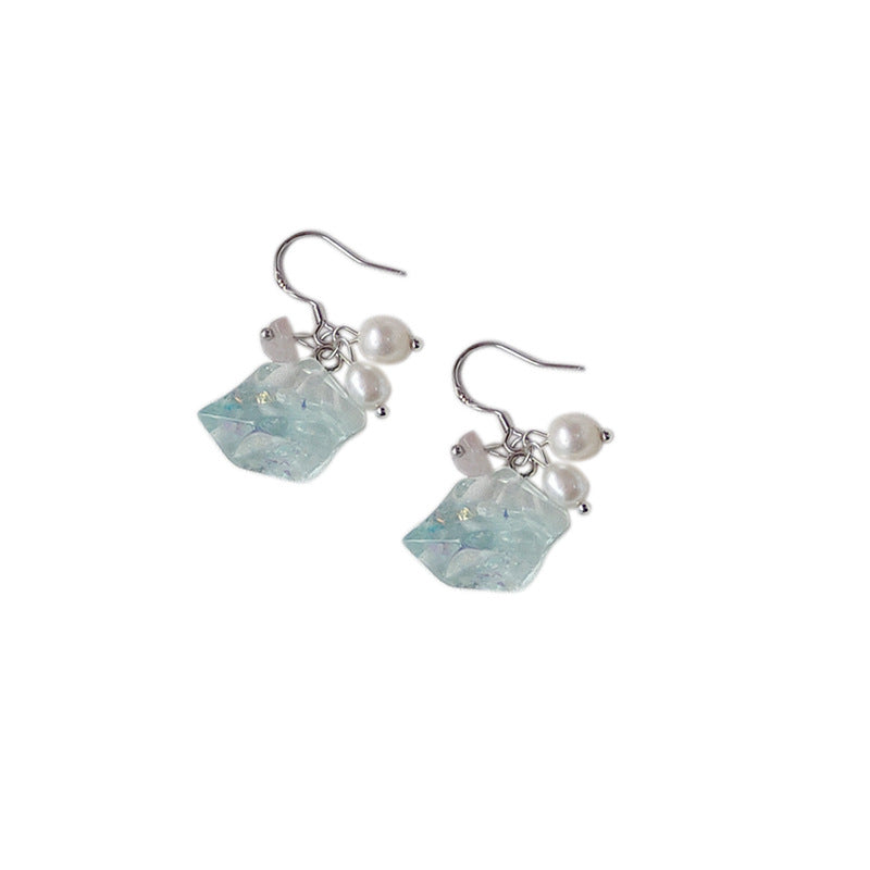 Pearl Sier-plated Needle Handmade Design Sense Earrings