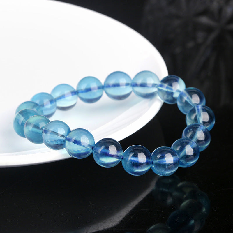 Natural Aquamarine Collection Grade Brazil Devil Blue Classic Round Bracelets