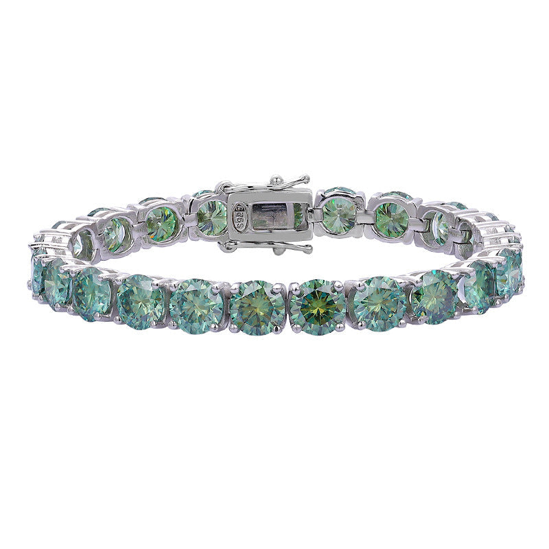 Women's Karat Dark Green Diamond Couple Sier Design Bracelets