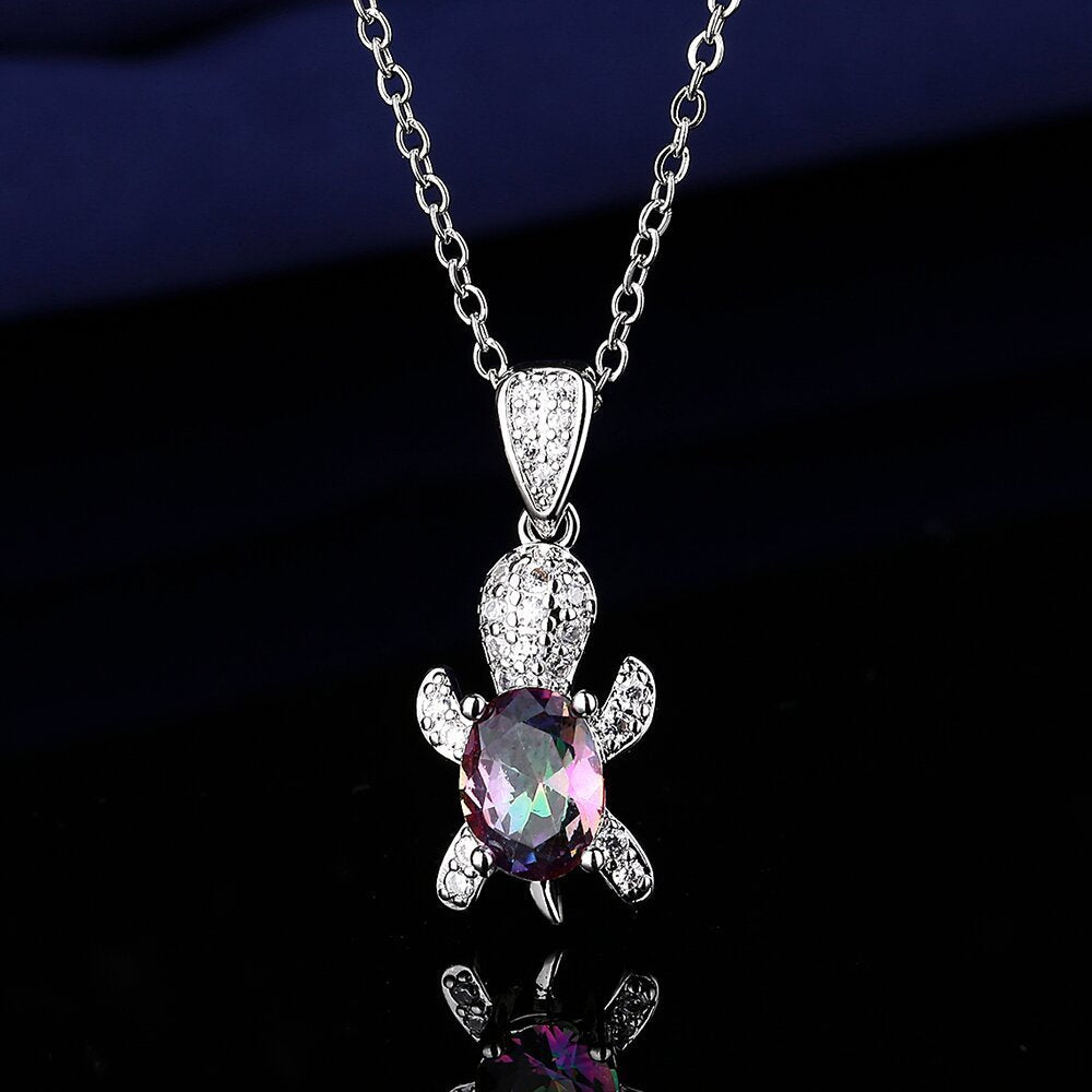 Broadcast Fashion Little Turtle Inlaid Colorful Zircon Three-piece Rings