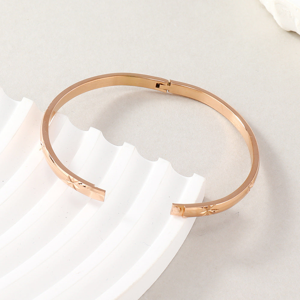 Stainless Steel Snap Joint Golden Batch Flower Octagonal Stars Bracelets