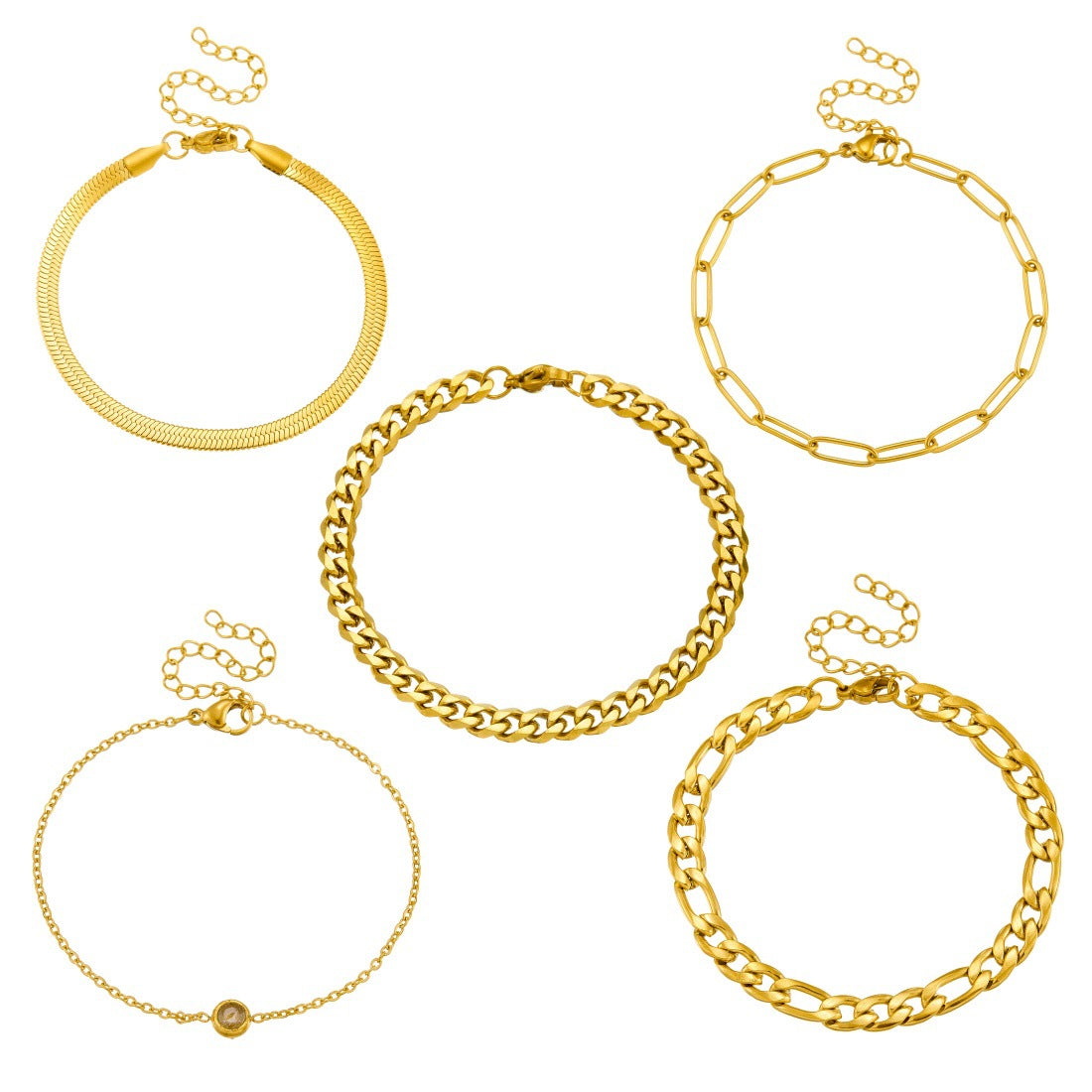 Fashionable Layered Wear Cuban Link Chain Cross Gold-plated Stainless Steel Bracelet