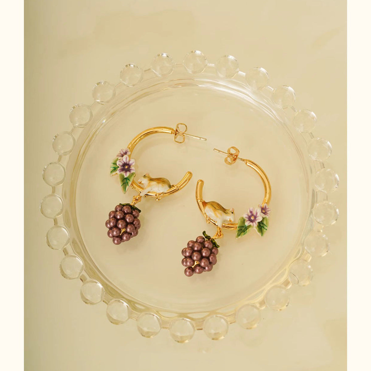 Women's Style Chipmunk Raspberry Retro Special Interest Light Luxury Enamel Epoxy Jewelry Set
