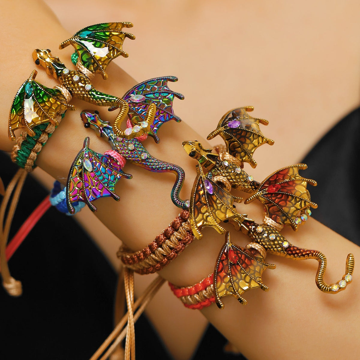 Men's Retro Colorful Oil Dragon Female Exaggerated Personalized Flying Necklaces