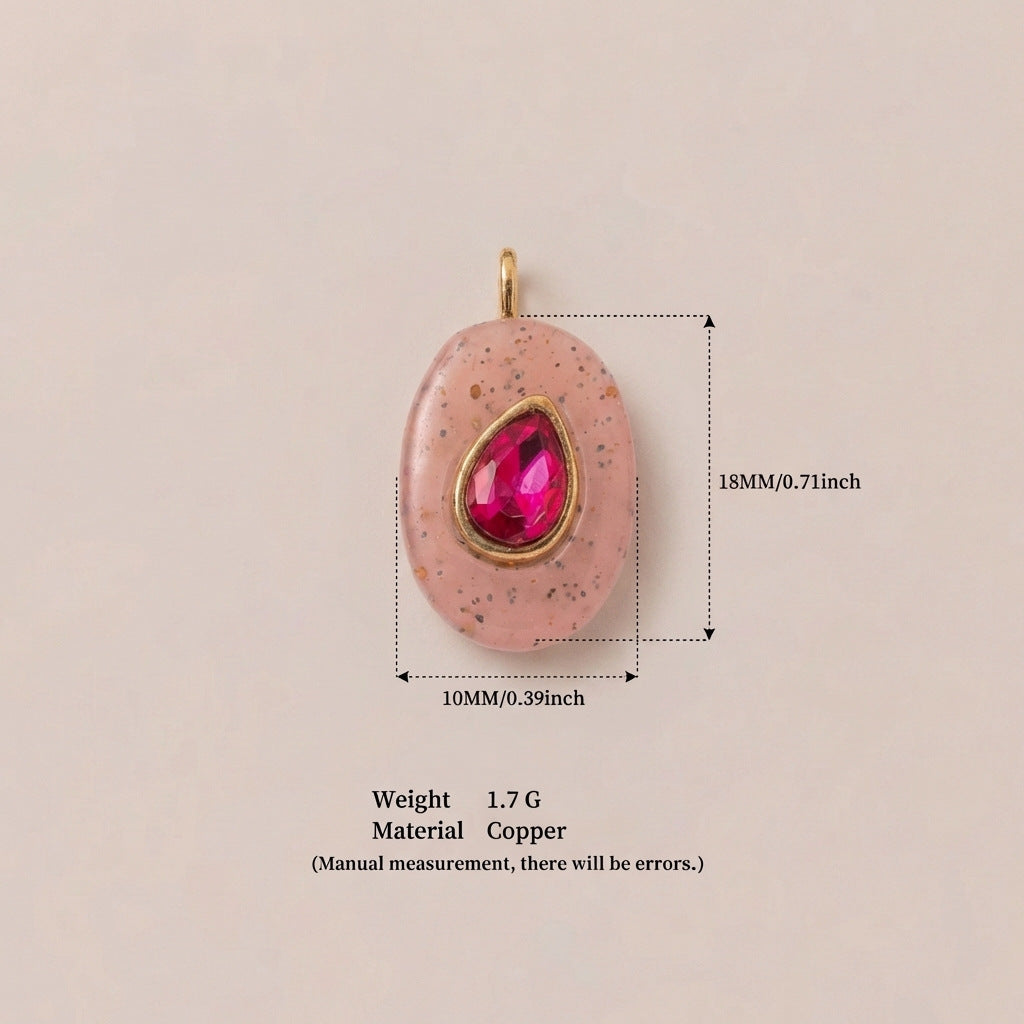 Birthstone Zircon Round Square Glass Gold Pendant