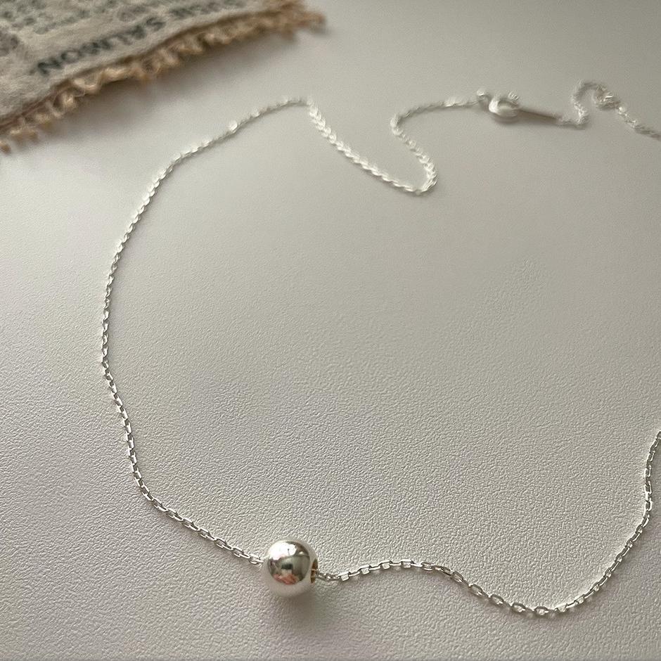 Korean Style Sterling Sier Round Beads Necklace