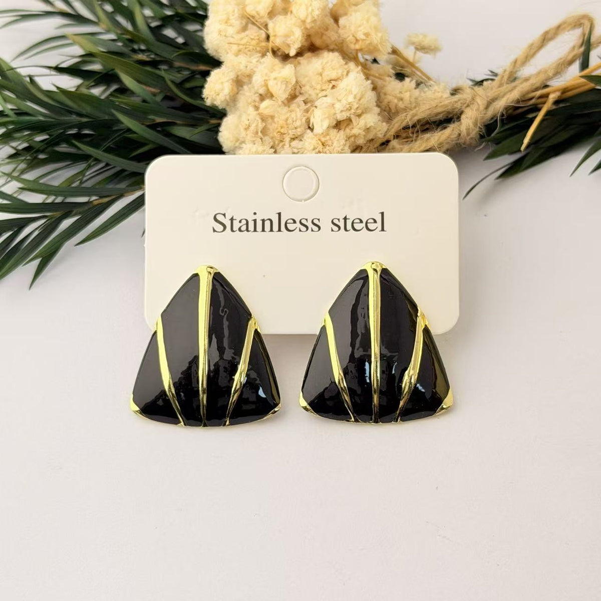 Women's Stainless Steel Oil Dripping Irregular Geometric Triangle Ear Fashion Earrings