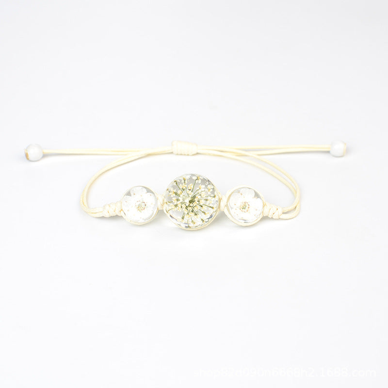 Women's Stone Preserved Fresh Glass Ball Hand-woven Carrying Bracelet