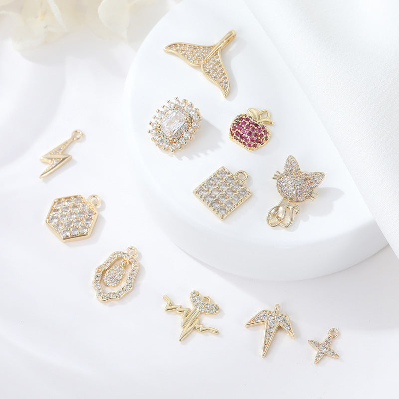 Copper Plating Zircon Small Cute Fishtail Pendants