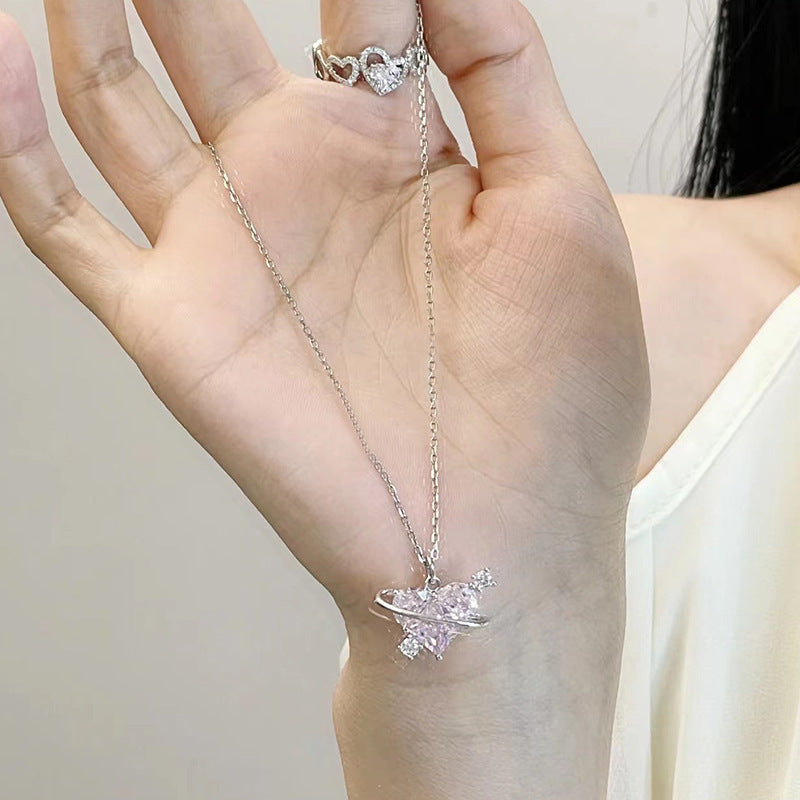 Light Luxury Sweet Temperament Pink Diamond Necklaces