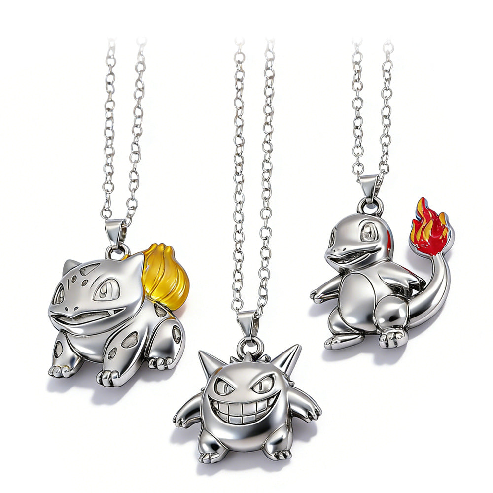 Women's & Men's Elf Trendy Hip Hop Cartoon Magic Small Fire Necklace