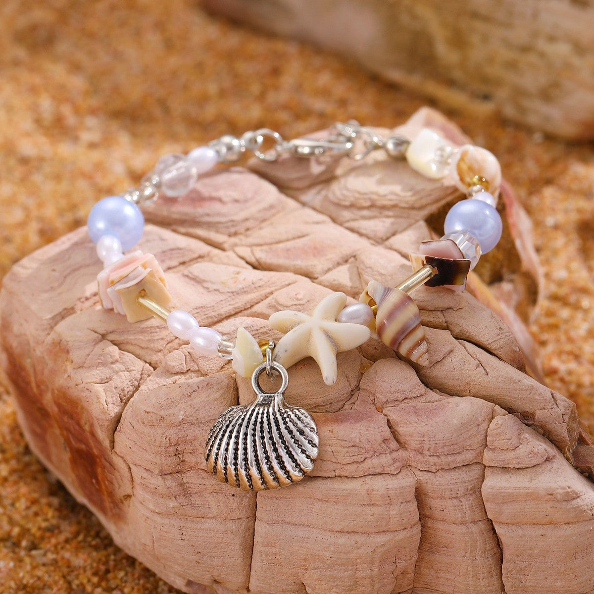 Summer Ocean Style Cartoon Shell Female Bohemian Woven Turtle Jewelry Set