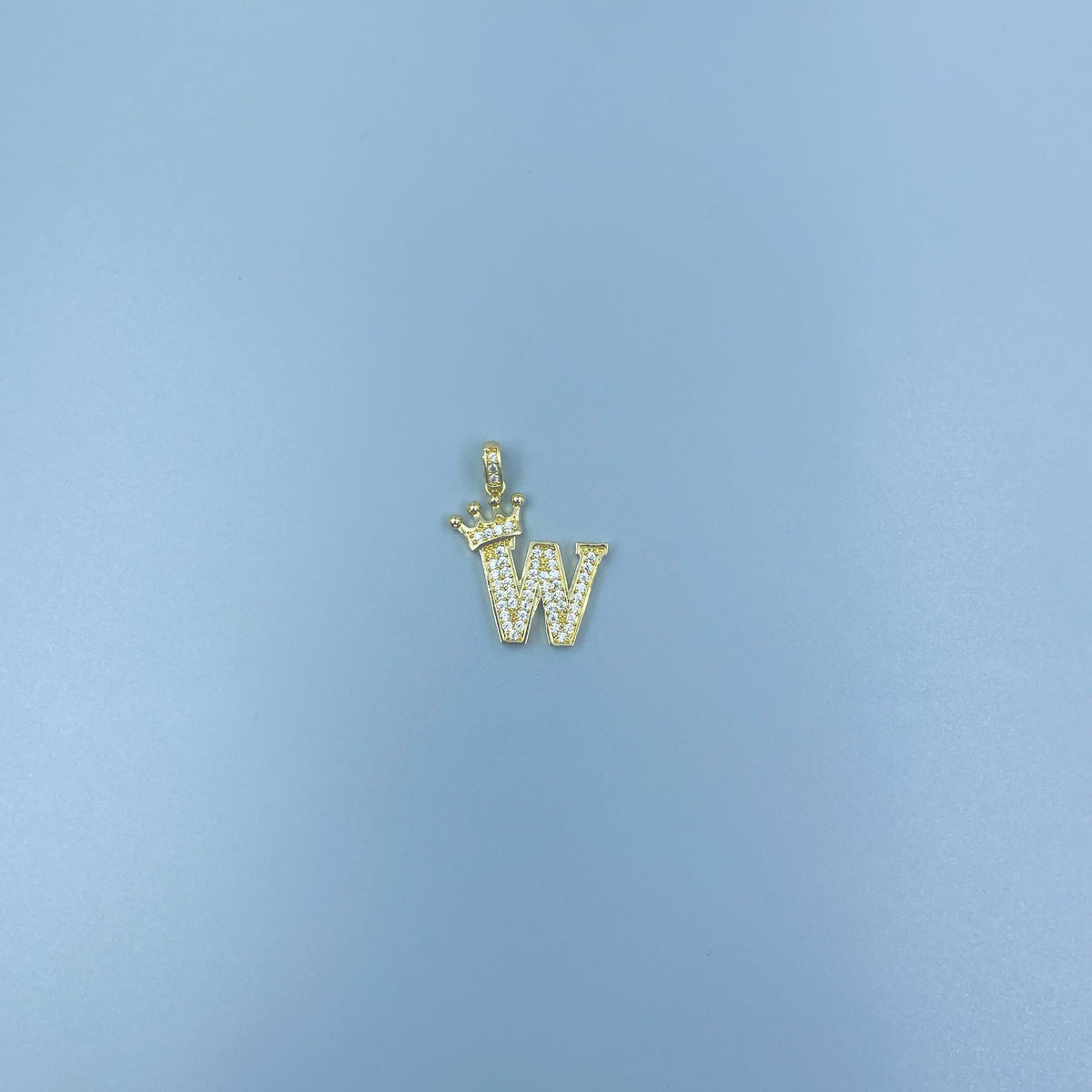 Full Diamond Crown Letters Copper Plated Real Gold Inlaid Zircon Pendant