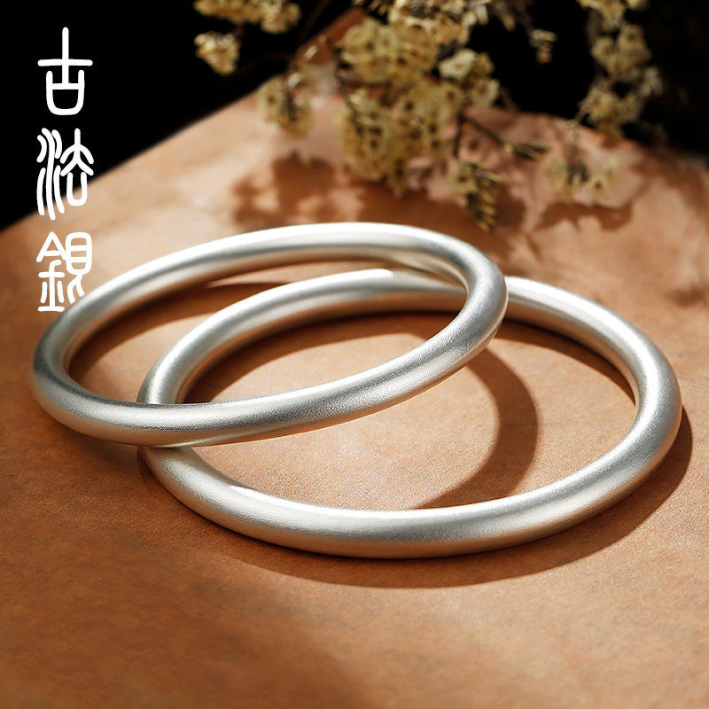 Ancient Female White Copper Chinese Frosted Heritage Live Broadcast Bracelet
