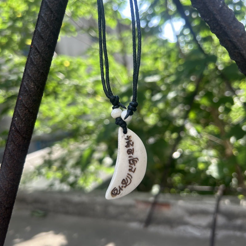 Nepal Yak Bone Hand Carved Six Pendant