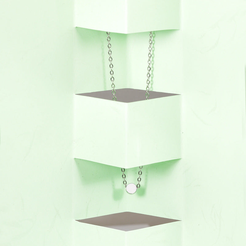 Women's Mirror Stainless Steel Small Beads Bean Simple Necklaces