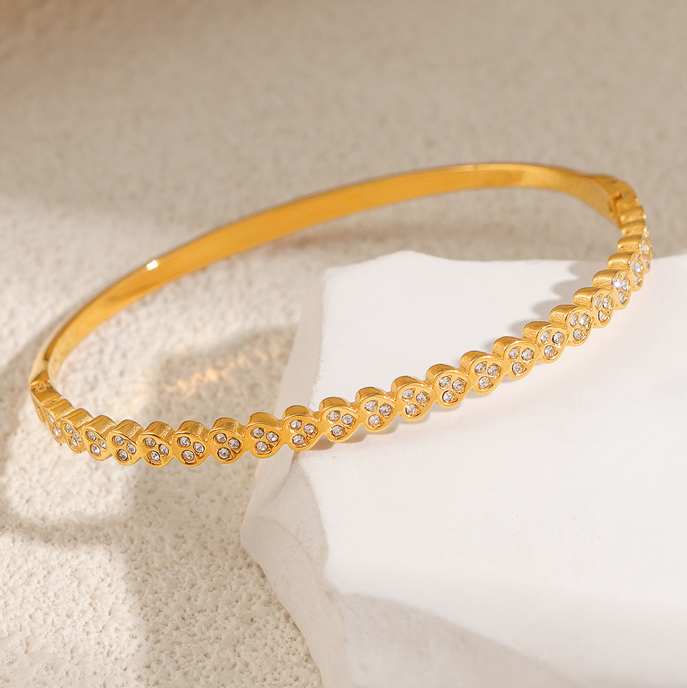 Women's Fashion Titanium Steel Geometric Variety White Diamond Light Luxury Bracelet