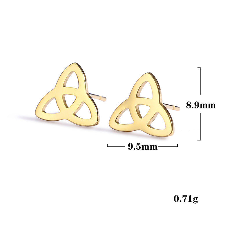 Cutting Real Gold Plating No Fading Allergy Celtic Knot Stud Earrings