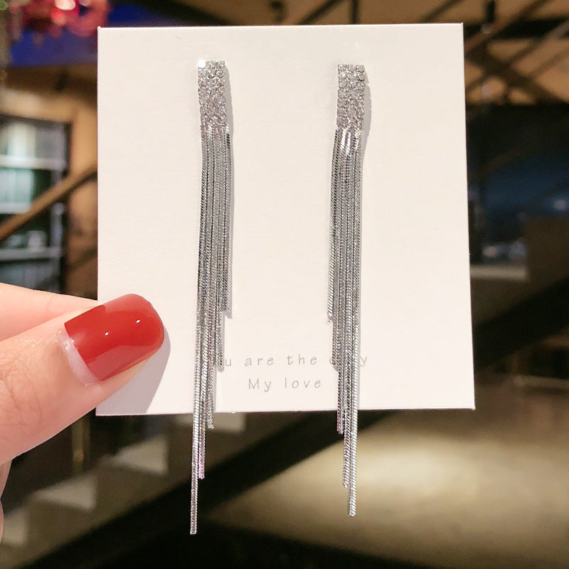 Tassel High-grade Sier Needle Metal Light Luxury Pearl Rings