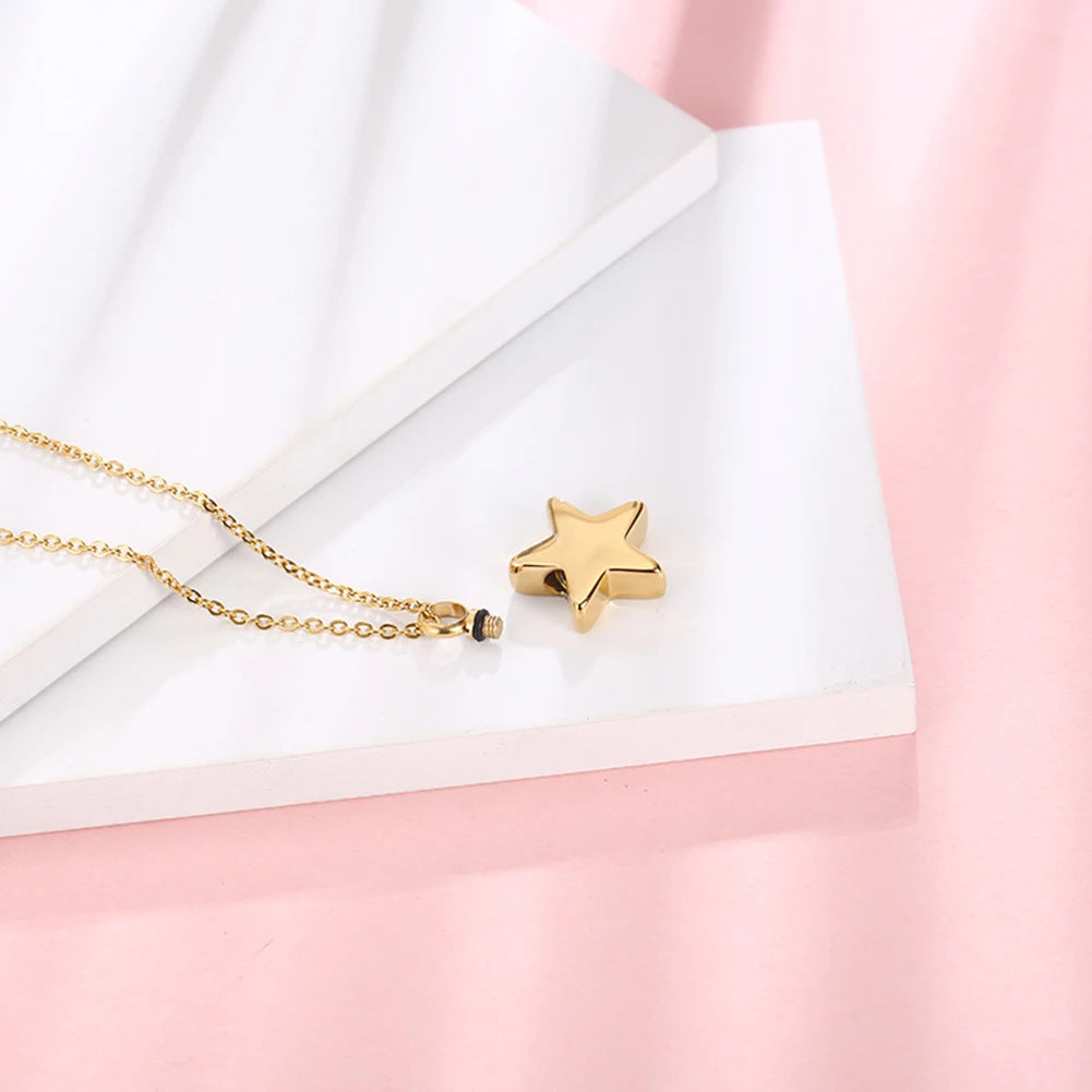 Five-pointed Star Shaped Can Open Cremains Pendant
