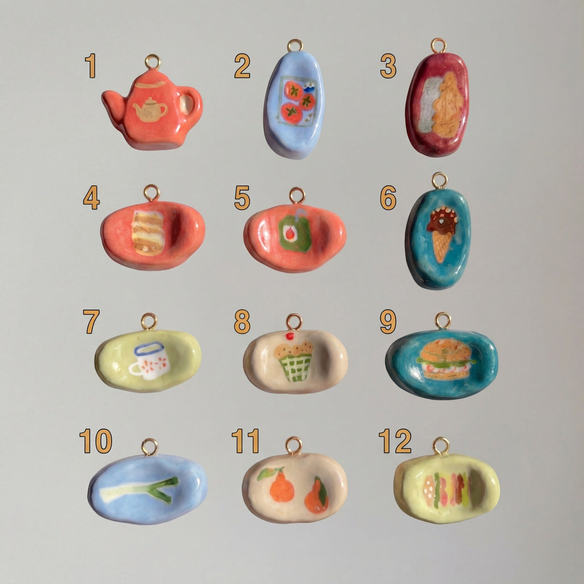 Personalized Gourmet Theme Teapot Hamburger Ice Cream Necklaces