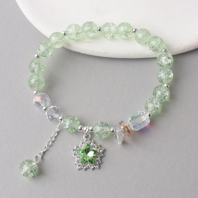 Cracked Cystal Five-pointed Star Female Minority Girlfriends Glaze Crystal Bracelets