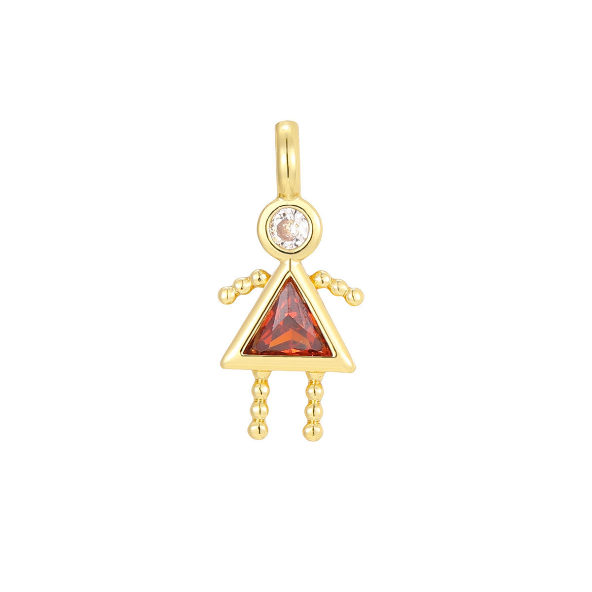 Boys Color Birthstone Gold Micro Inlaid Pendant