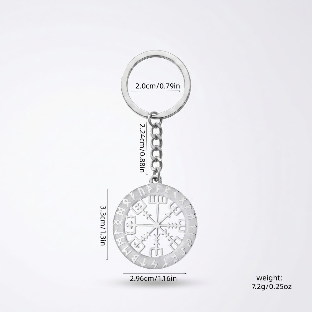 Nordic Viking Logo Compass Stainless Steel Long Pendant