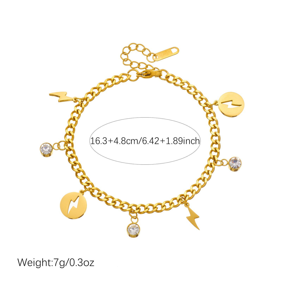 Women's Gold-plated Stainless Steel Diamond Lightning Round Bracelet