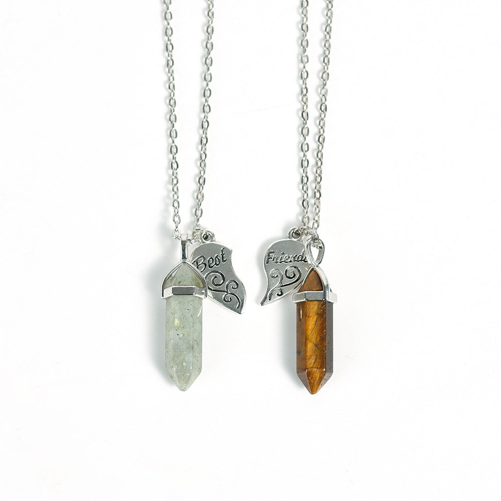 Friends Vertical Double Pointed Crystal Column Pendant