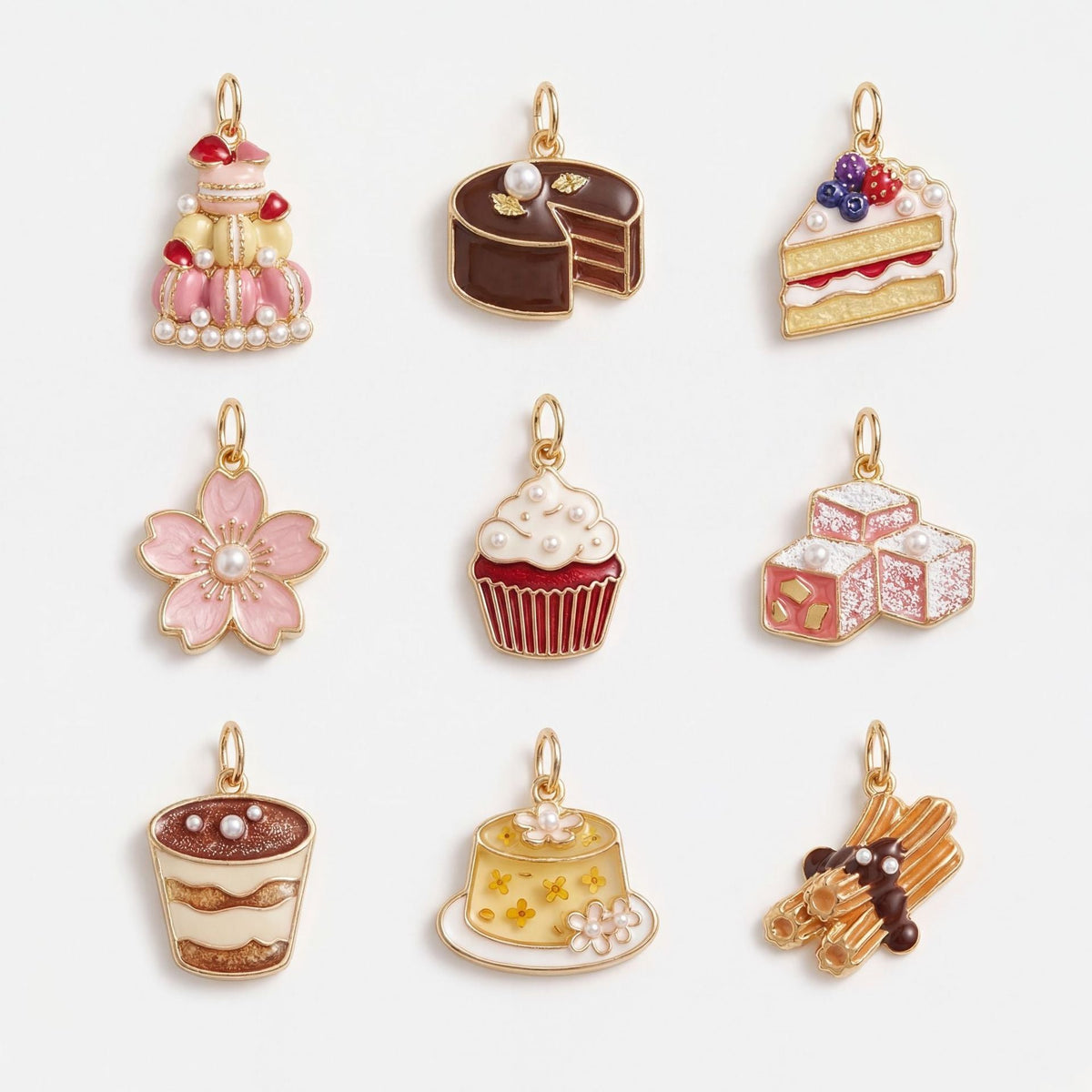 Fashion Popular Small Exquisite Gourmet Cake Color Copper Pendants