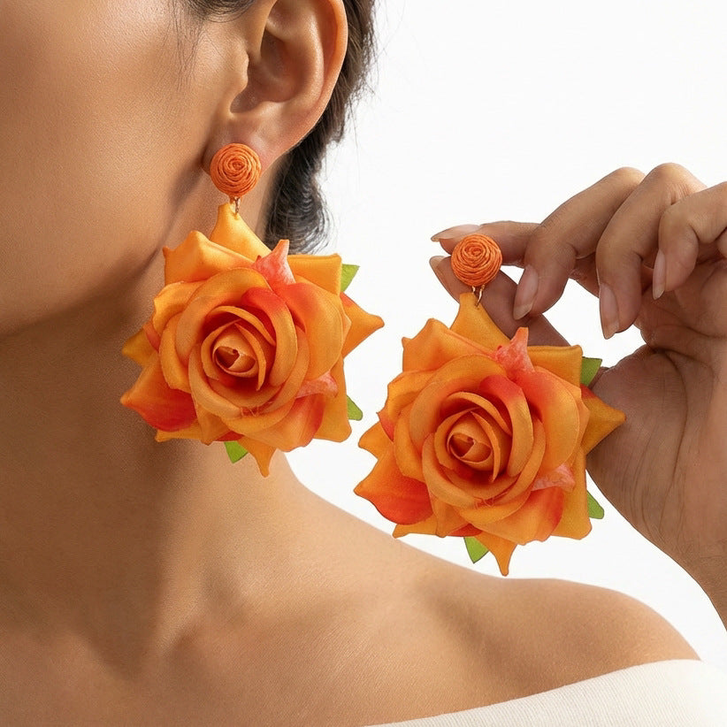 Women's Artificial Flower Light Luxury High-grade Temperament Sweet Earrings