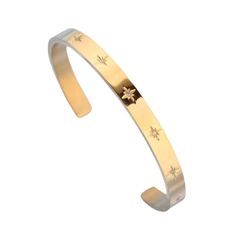 Women's Shaped Stainless Steel Stars Diamond Affordable Luxury Fashion Simple Bracelet