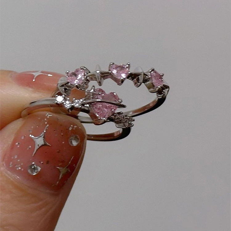Women's Korean Fashion Personalized Minority Design Cold Style Refined Zircon Index Rings