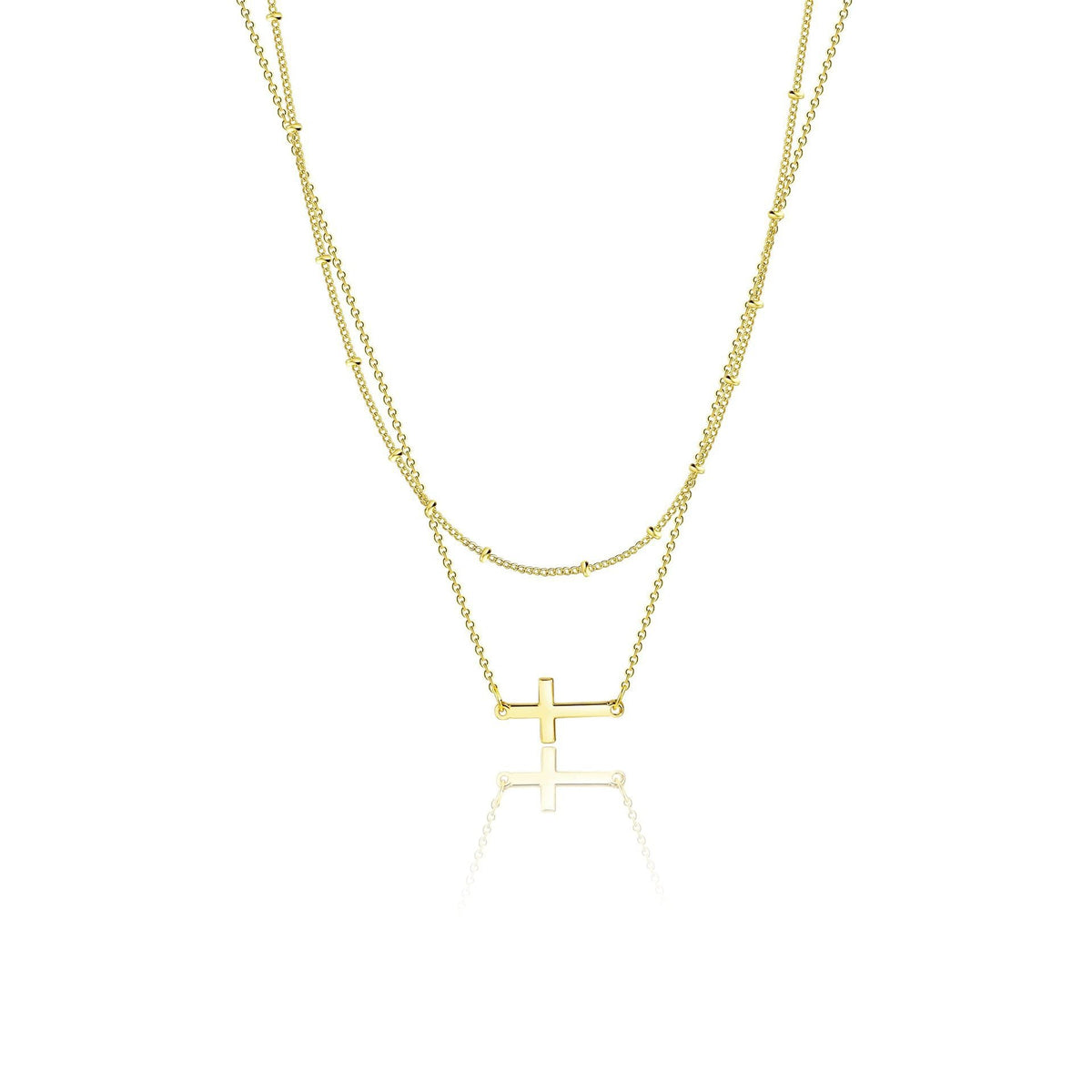 Women's Stainless Steel Cross Chain Clip Beads Bead Refined Necklace
