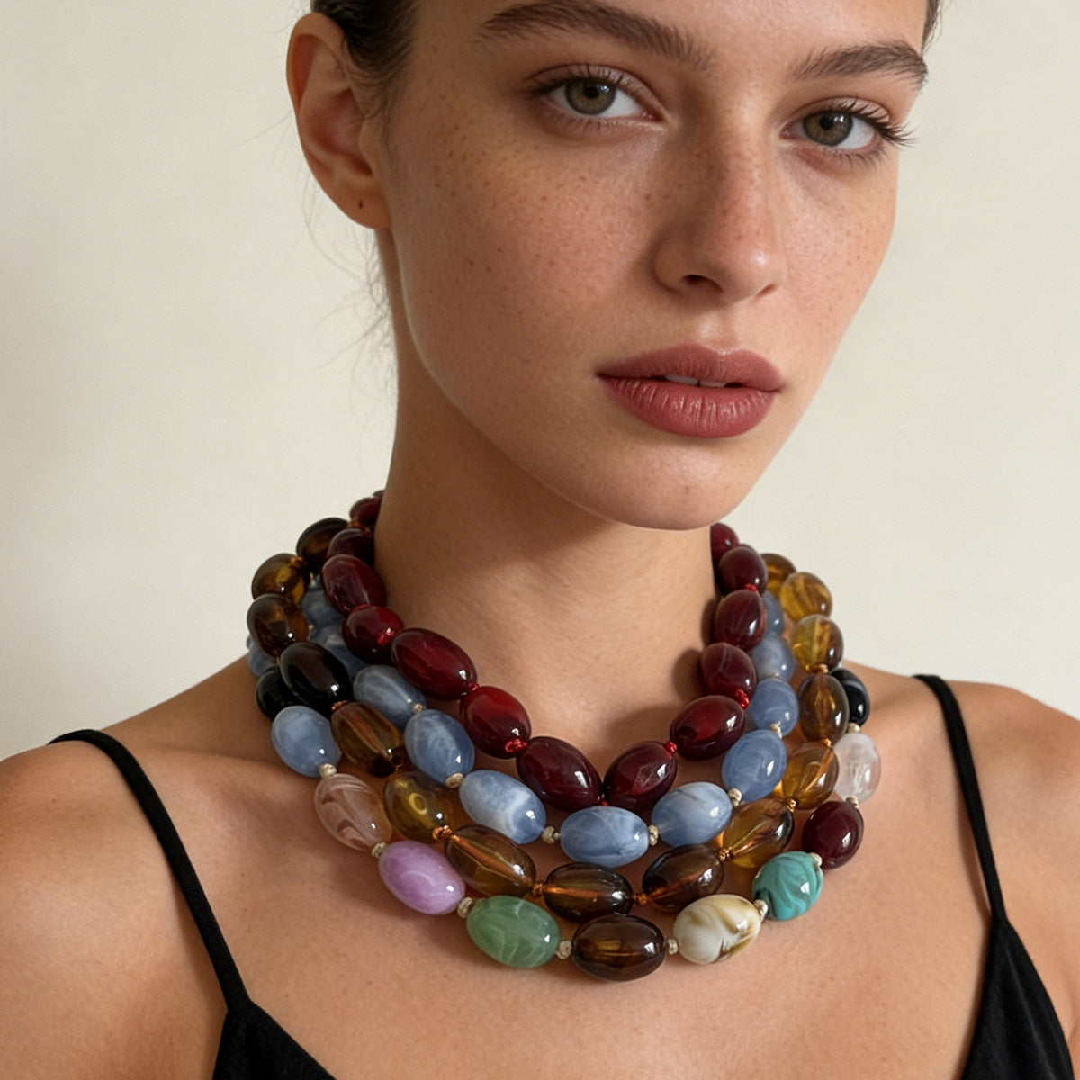 Women's Personalized Trendy High Profile Fashion Casual Optional Beaded Knotted Necklace