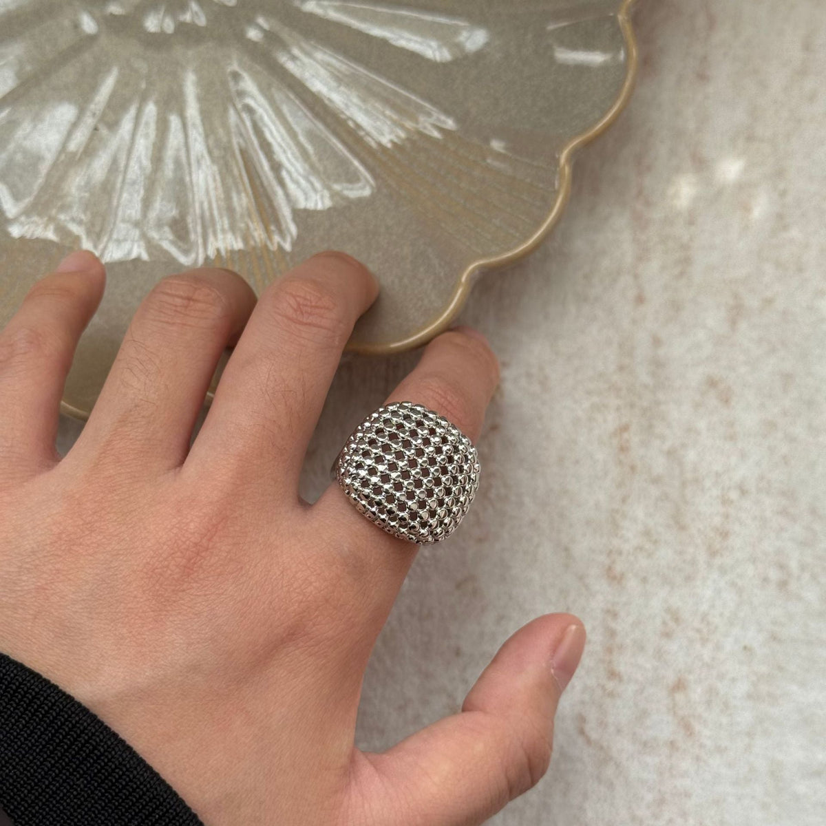Women's Texture Collection Stylish Unique Temperament Twin Wear Rings